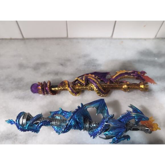 The Hamilton Collection Wands Of Wonder, Lot Of 4, Magical Dragon Wands, Flaw - Picture 5 of 10